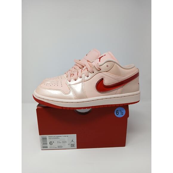 Nike Air Jordan 1 SE Low Patent Valentine's Day Washed Coral Women Size US 6.5 - Picture 1 of 16